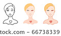 Portrait of girl without eye in different styles set. Body positive. 66738339