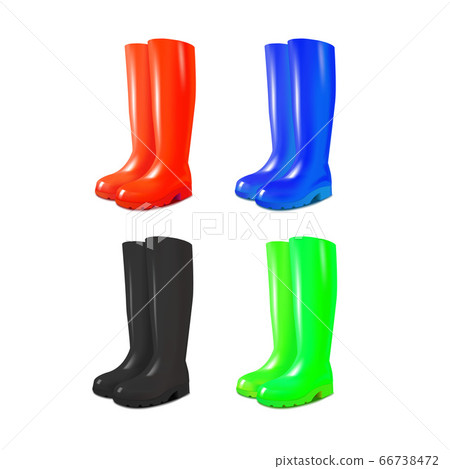 Realistic 3d Detailed Color Rubber Boots Set. Vector Realistic 3d Detailed Color Rubber Boots Set. Vector 66738472