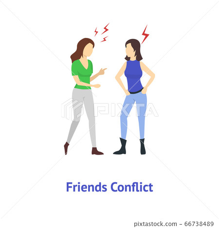 Cartoon Color Characters People Friends Conflict. Vector Cartoon Color Characters People Friends Conflict. Vector 66738489