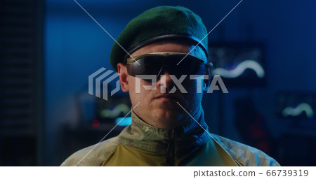Portrait of a soldier in beret hat Portrait of a soldier in beret hat 66739319