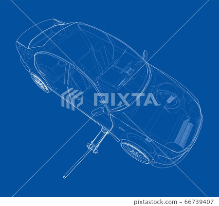 Concept car with Floor Car Jack. Vector Concept car with Floor Car Jack. Vector 66739407