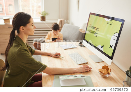 Mother Using Online Education Website Mother Using Online Education Website 66739870