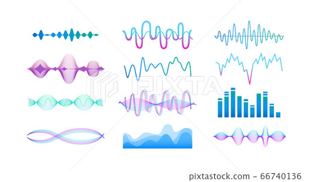 Colorful sound equaliser set - modern dynamic music amplitude frequency shapes Colorful sound equaliser set - modern dynamic music amplitude frequency shapes 66740136