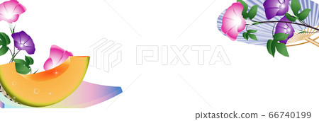 牽牛花,瓜和風扇日本夏季橫幅材料的插圖 牽牛花,瓜和風扇日本夏季橫幅材料的插圖 66740199