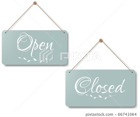 Vintage Open And Closed Sign Isolated White Background 66741064