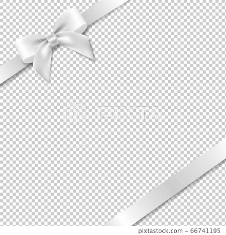 White Bow And Ribbon With White Background 66741195