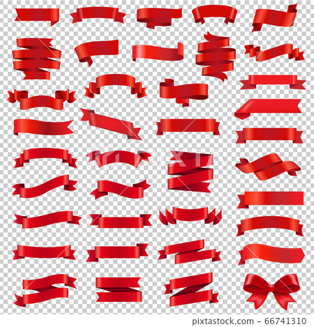 Red Ribbon Set Isolated White Background - Stock Illustration [66741310 ...