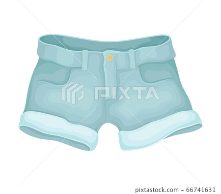 Denim Blue Shorts with Side Pockets as Womenswear Vector Illustration 66741631