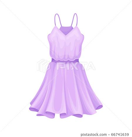 Light Textile Summer Dress with Thin Shoulder Straps and Flared Dress Border Vector Illustration Light Textile Summer Dress with Thin Shoulder Straps and Flared Dress Border Vector Illustration 66741639