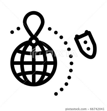 rocket fly around world icon vector outline illustration 66742041