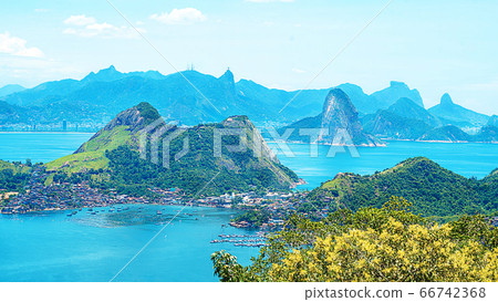 Aerial view of Rio de Janeiro with Corcovado Mountain. 66742368