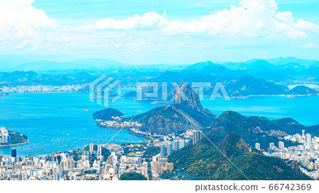 Aerial view of Rio de Janeiro with Corcovado Mountain. 66742369