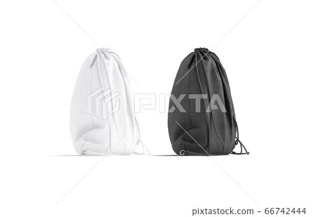 Blank black and white drawstring backpack mockup set, isolated Blank black and white drawstring backpack mockup set, isolated 66742444