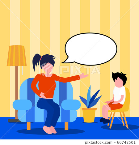 Mother and son is having a serious discussion 66742501