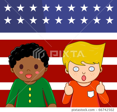 African and White American Charactor standing African and White American Charactor standing 66742502