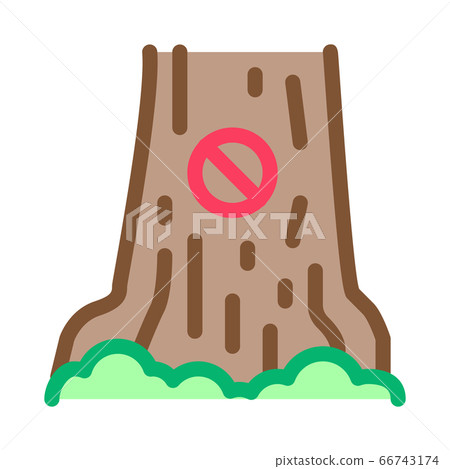 forbidden logging tree icon vector outline illustration 66743174