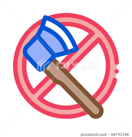 crossed out ax icon vector outline illustration 66743196