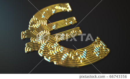 Euro sign made with gold wire, 3d rendering 66743356