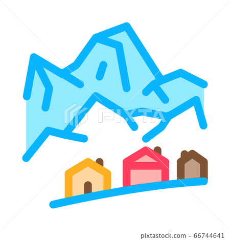 ski resort village icon vector outline illustration 66744641