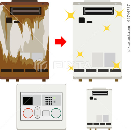 Illustration material water heater gas hot water household appliances rust rust exchange icon vector 66744787