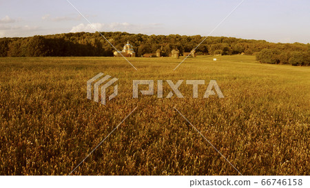 Field of some grass and church in the distance. Field of some grass and church in the distance. 66746158