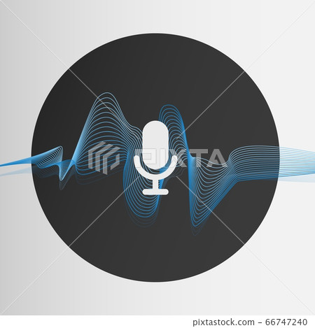 Voice recognition. Vector illustration with sound wave and mic symbol on light background 66747240