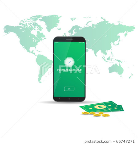 Vector Image Of Successful Worldwide Money Transfers Via Smartphone App Vector Image Of Successful Worldwide Money Transfers Via Smartphone App 66747271