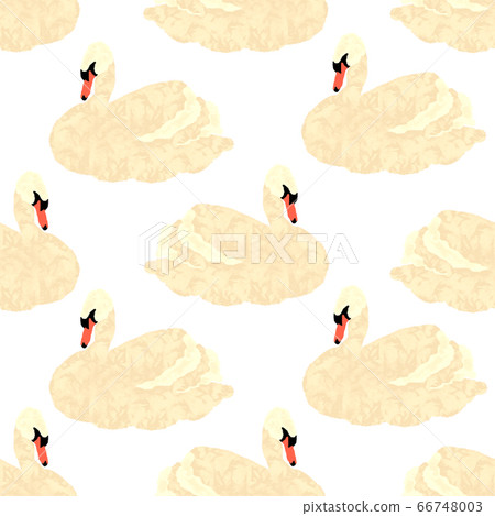 Seamless pattern with swans on a white background 66748003