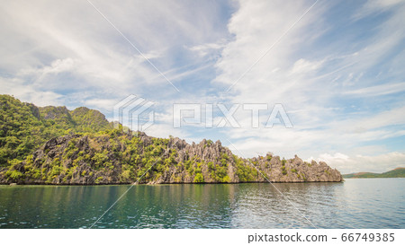 Twin Lagoon in Coron, Palawan, Philippines. Mountain and Sea. Lonely Boat. Tour A. 66749385