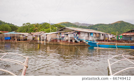 Coron bay with and pier. Sulu Sea. Palawan. Philippines. Busuanga island. 66749412