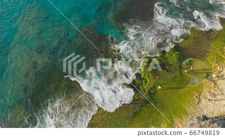 Pantai Tegal Wangi Beach, island of Bali. Indonesia. Aerial view. 66749819