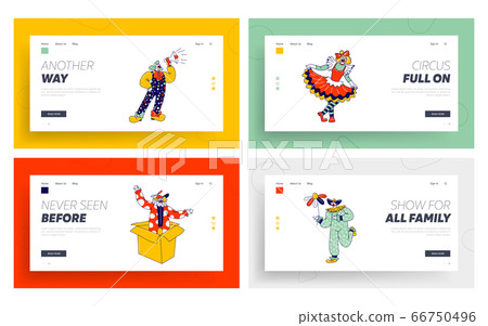 Big Top Circus Clowns Landing Page Template... - Stock Illustration ...
