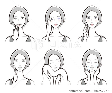 Illustration of a woman doing skincare Illustration of a woman doing skincare 66752238