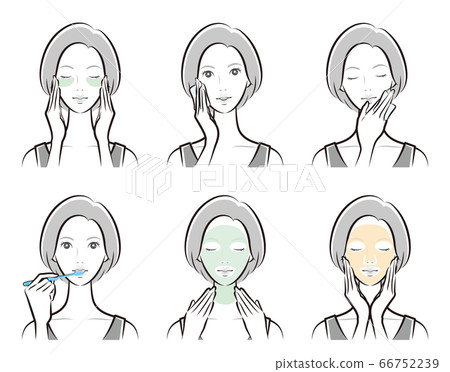 Illustration of a woman doing skincare Illustration of a woman doing skincare 66752239