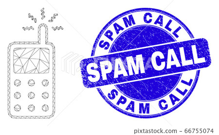 Blue Scratched Spam Call Seal and Web Carcass Cell Phone 66755074