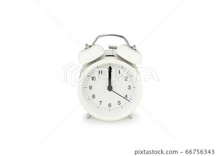 Front side of white retro alarm clock on isolated background.with clipping paths. Front side of white retro alarm clock on isolated background.with clipping paths. 66756343