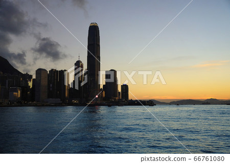 19 June 2020 a sunset at CBD , central, hong kong 66761080