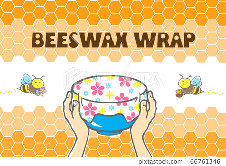 Let's use beeswax wrap (honeycomb background) 66761346