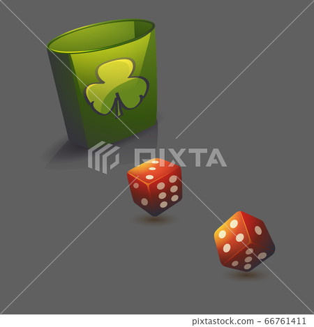Vector illustration red realistic game dice set Vector illustration red realistic game dice set 66761411