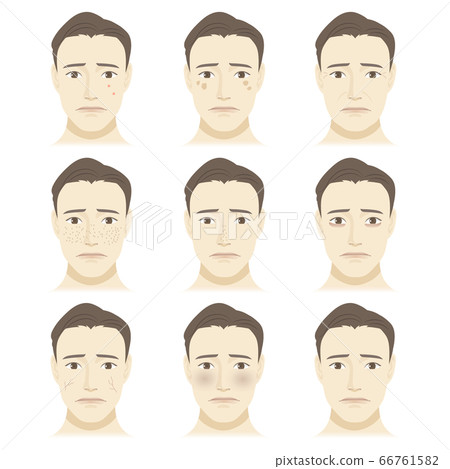 Men's face skin trouble illustration set 66761582