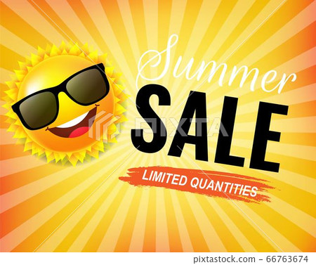Summer Sale Poster With Text And Sun And Sunburst Background Summer Sale Poster With Text And Sun And Sunburst Background 66763674
