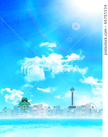 大阪海夏天背景 插圖素材 圖庫