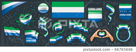 Vector set of the national flag of Sierra Leone in various creative designs Vector set of the national flag of Sierra Leone in various creative designs 66765686
