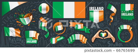 Vector set of the national flag of Ireland in various creative designs 66765699