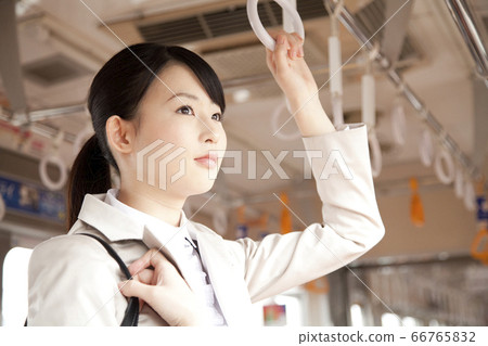 An office lady caught on a sling by train 66765832