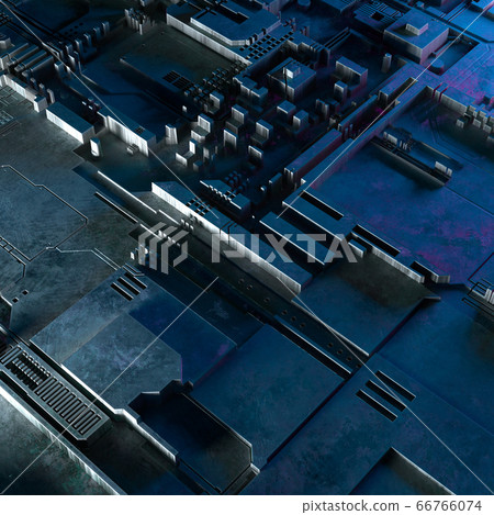 Abstract technological background made of different element printed circuit board and flares . 3d rendering Abstract technological background made of different element printed circuit board and flares . 3d rendering 66766074