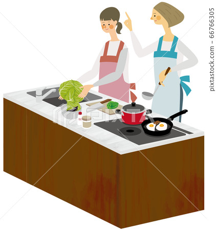 Cooking cooking illustration with parents and children Cooking cooking illustration with parents and children 66766305