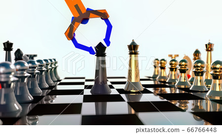 Robotic arm (artificial intelligence) playing chess 3d illustration Robotic arm (artificial intelligence) playing chess 3d illustration 66766448