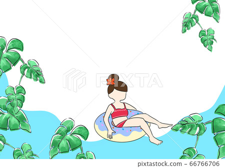 女孩背景浮環沐浴 女孩背景浮環沐浴 66766706