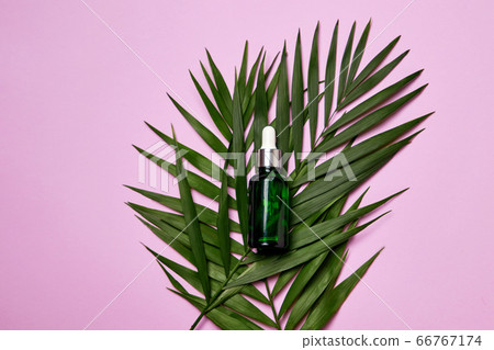 Green dropper with facial oil on background with 66767174